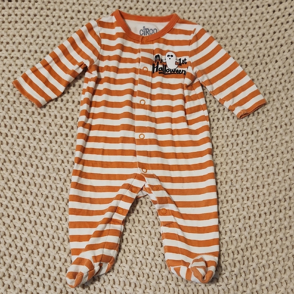 Circo Orange and White Striped Halloween Footie